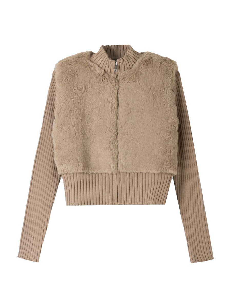 

Вязаный кардиган Bershka, темно-бежевый