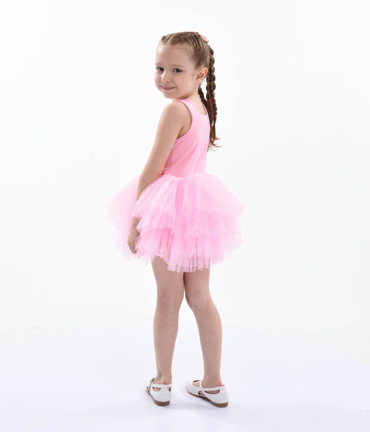 Розовое однотонное платье-пачка с фламинго Mimi Tutu, розовый — фото 2