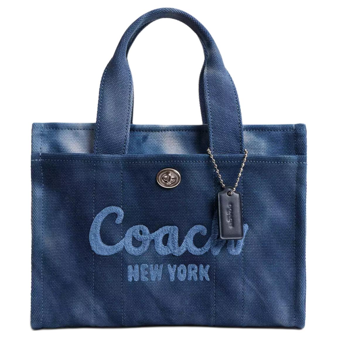 

Сумка через плечо Coach Medium из переработанного канвы с кожаными деталями, женская, светлый античный никель и ночной морской синий