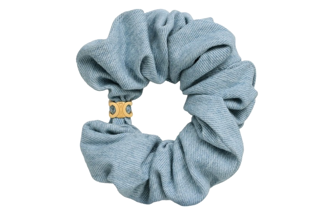 

CELINE Скранчи из денима с хлопком и латунью в золотом покрытии