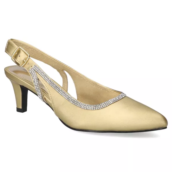 Женские блестящие туфли-лодочки на ремешке Glisten Easy Street, цвет gold satin