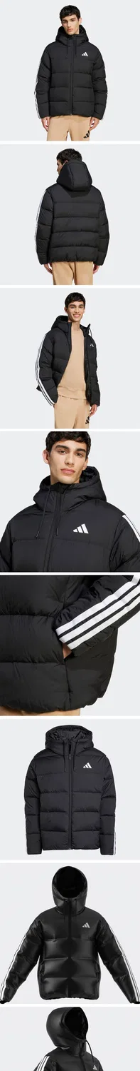 Мужская куртка-пуховик с капюшоном Climawarm 3-Stripes чёрная от Adidas — фото 4