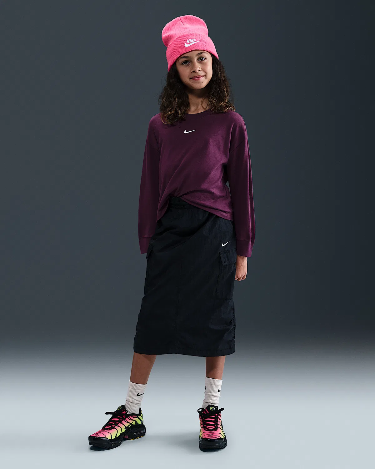 Длинный рукав футболка Nike Sportswear Essential для детей (девочек), Bordeaux — фото 4