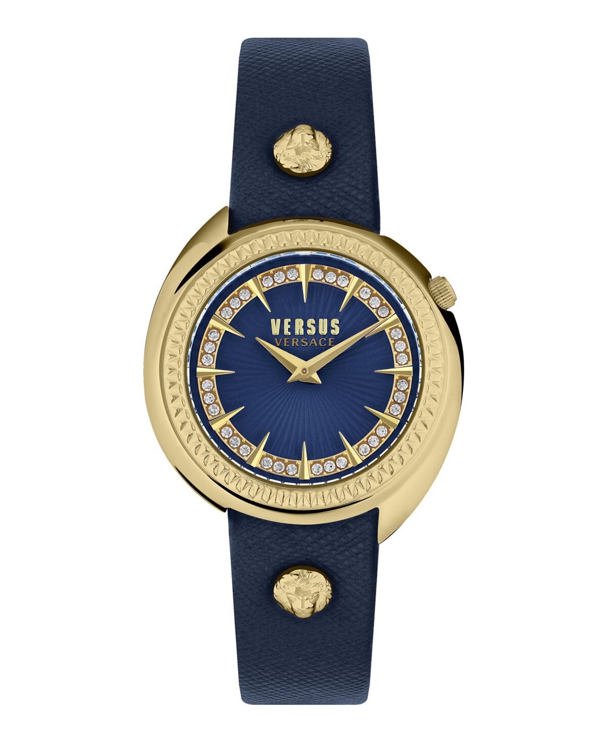 

Женские часы Tortona Crystal, 2 руки, синие кварцевые часы из натуральной кожи, 38 мм Versus Versace