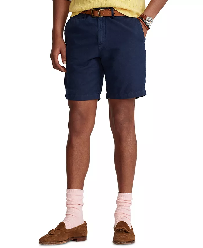

Мужские прямые льняные хлопковые шорты-чинос 8.5" Polo Ralph Lauren, синий