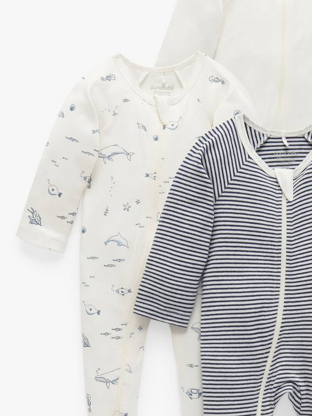 Детский комбинезон для сна из органического хлопка Purebaby, цвет Vanilla Nautical — фото 2