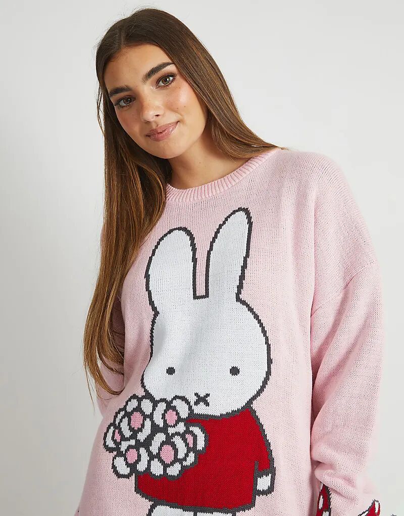 

Вязаный джемпер Skinnydip London Miffy Pink Flower в розовом цвете