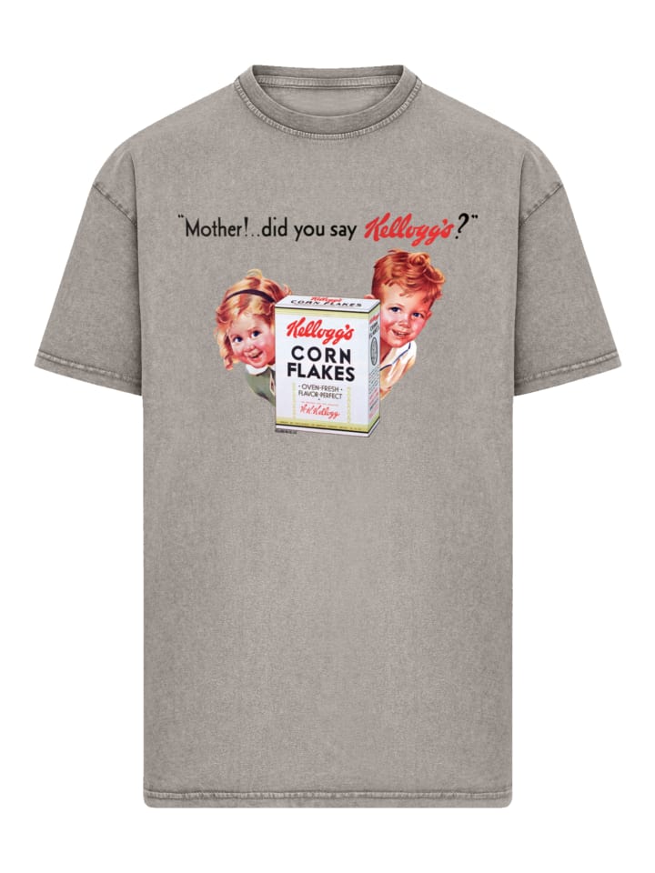 

Футболка оверсайз с винтажной детской рекламой кукурузных хлопьев Kellogg's на асфальте F4NT4STIC