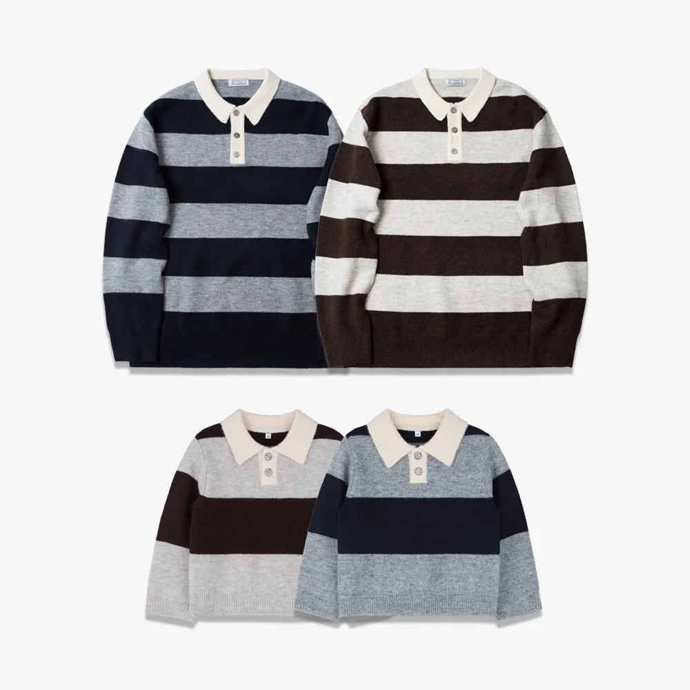 Набор из 2 детских вязаных поло Always Stripe от Wednesdayoasis Kids