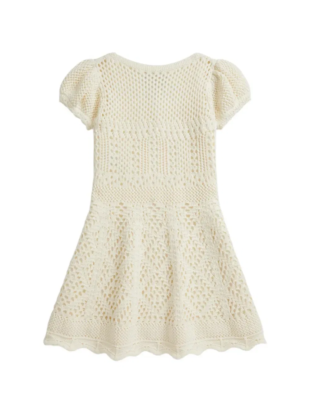 Ажурное платье с квадратным вырезом Polo Ralph Lauren Kids, бежевый — фото 2
