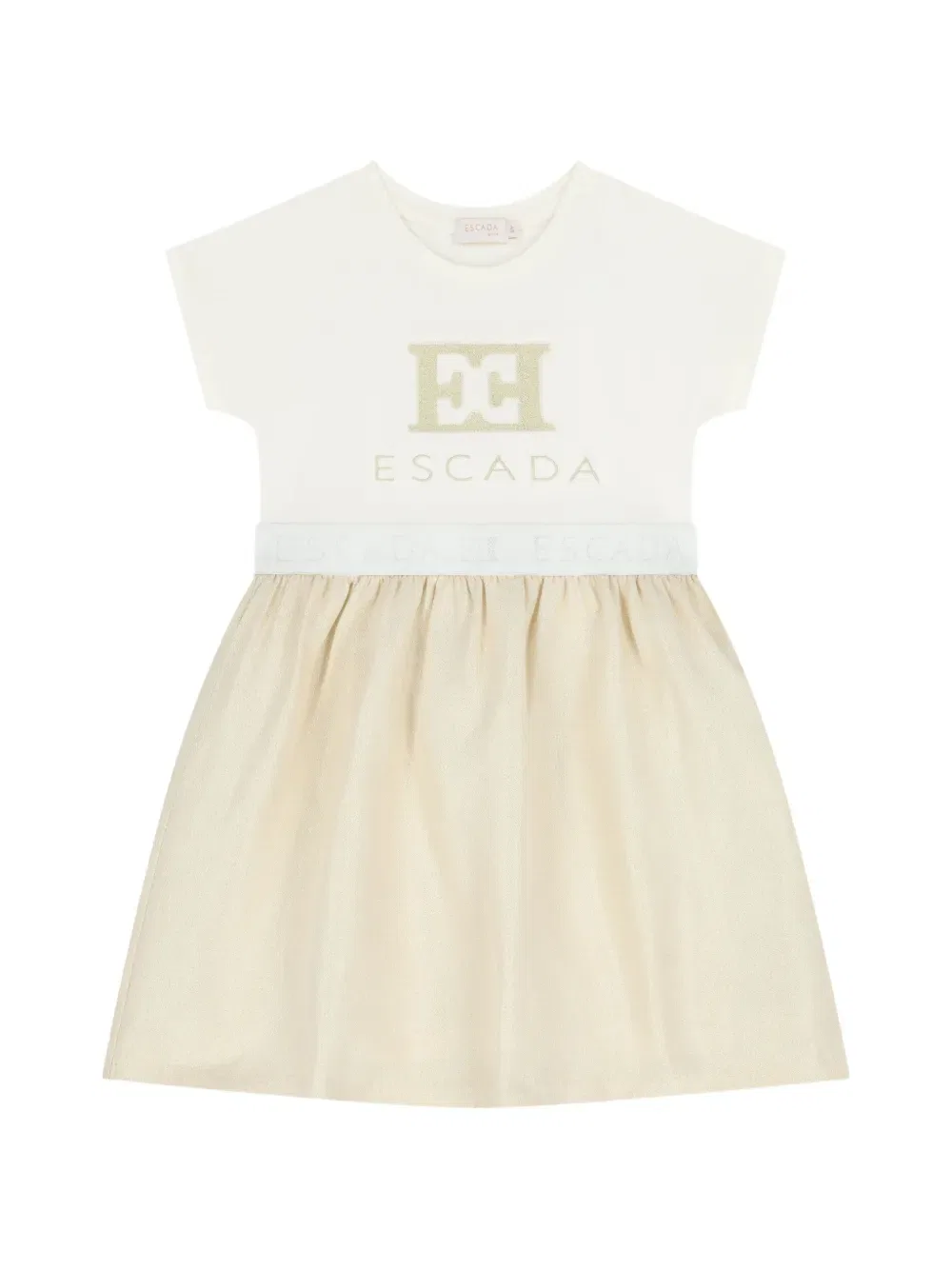 Платье с поясом и логотипом Escada Kids, нейтральный