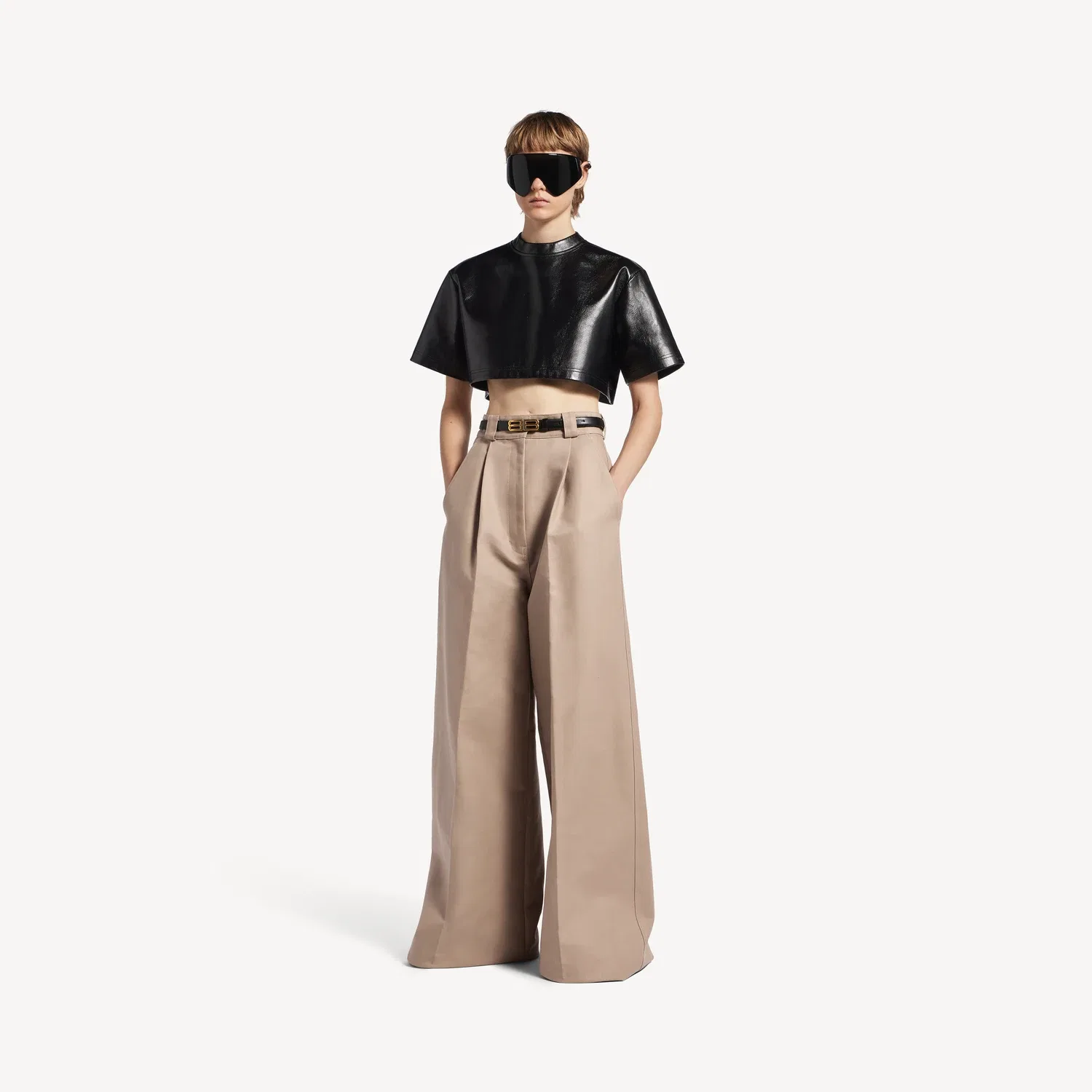 Женские брюки с завышенной талией в цвете "дюнный" BALENCIAGA — фото 2