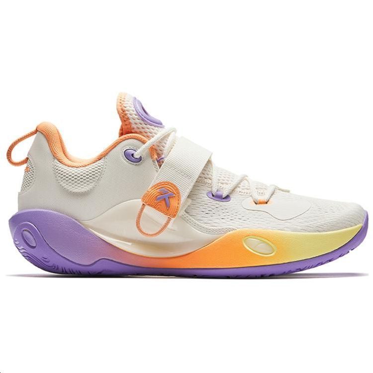 Anta Splash 6LITE Амортизирующие нескользящие баскетбольные кроссовки мужские Слоновая кость белый, Облачный парча оранжевый, Слоновая кость белый/Облачный парча оранжевый — фото 2
