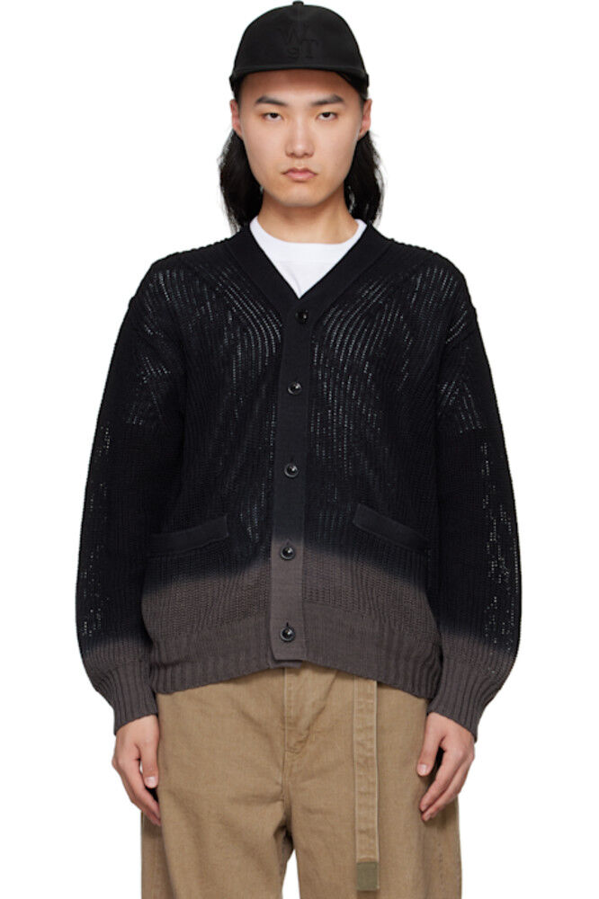 

Черный вязаный кардиган Garment Dye sacai