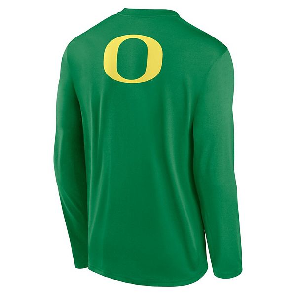 Мужская зеленая футболка oregon ducks primetime campus 2-hit legend с длинным рукавом Nike — фото 3
