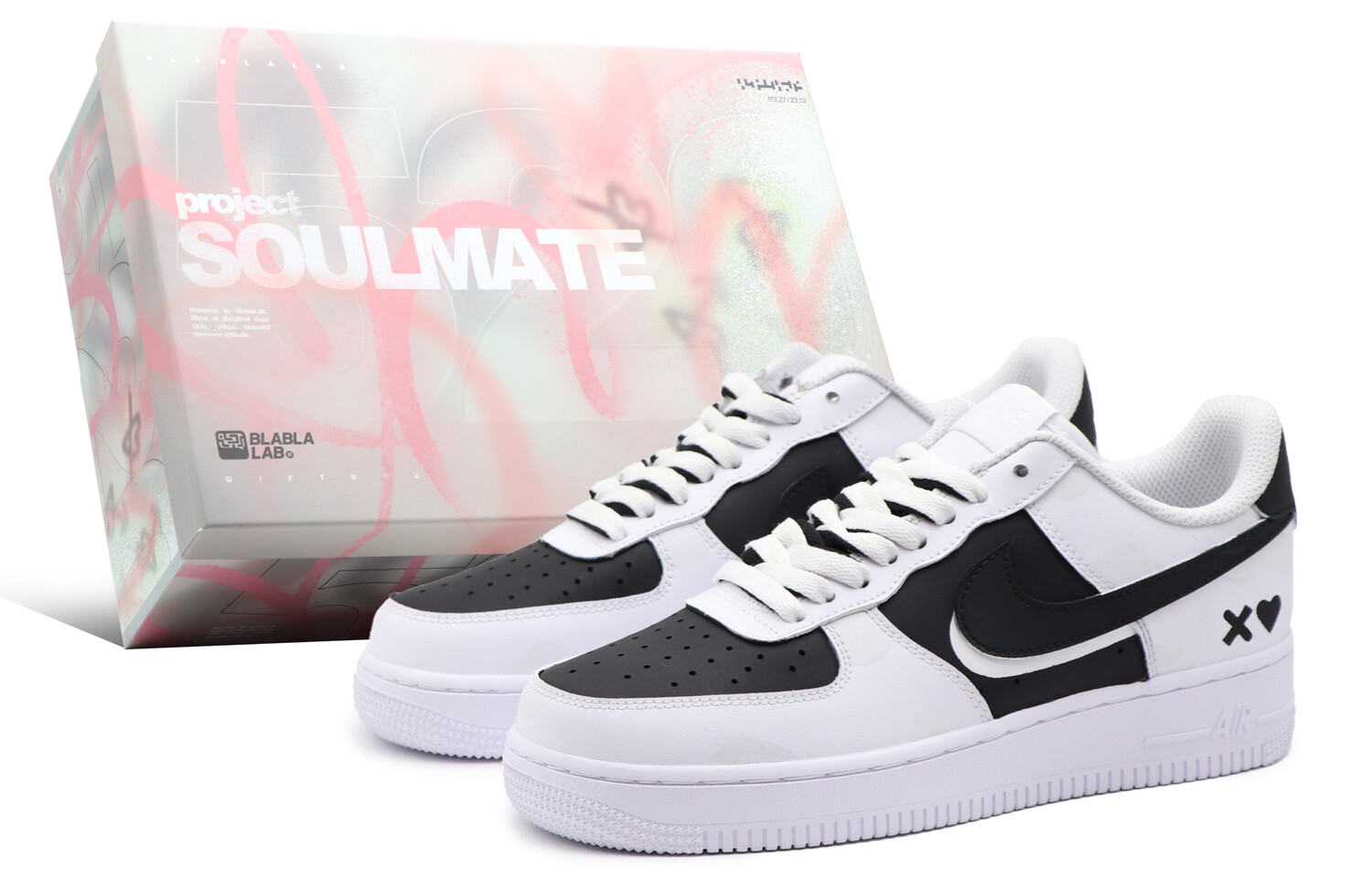 

Кроссовки Nike Air Force 1 Skateboard Shoes Women's Low-Top Black White, Черный, Кроссовки Nike Air Force 1 Skateboard Shoes Women's Low-Top Black White