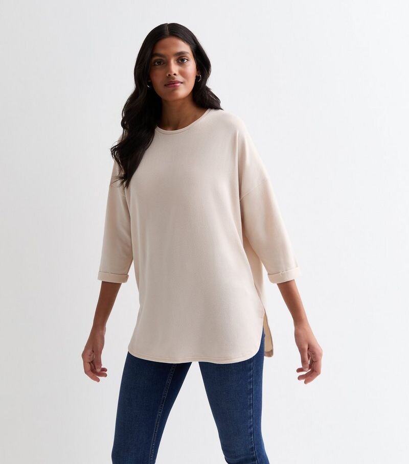 

Кремовый топ Soft Touch с рукавами 3/4 New Look, кремовый