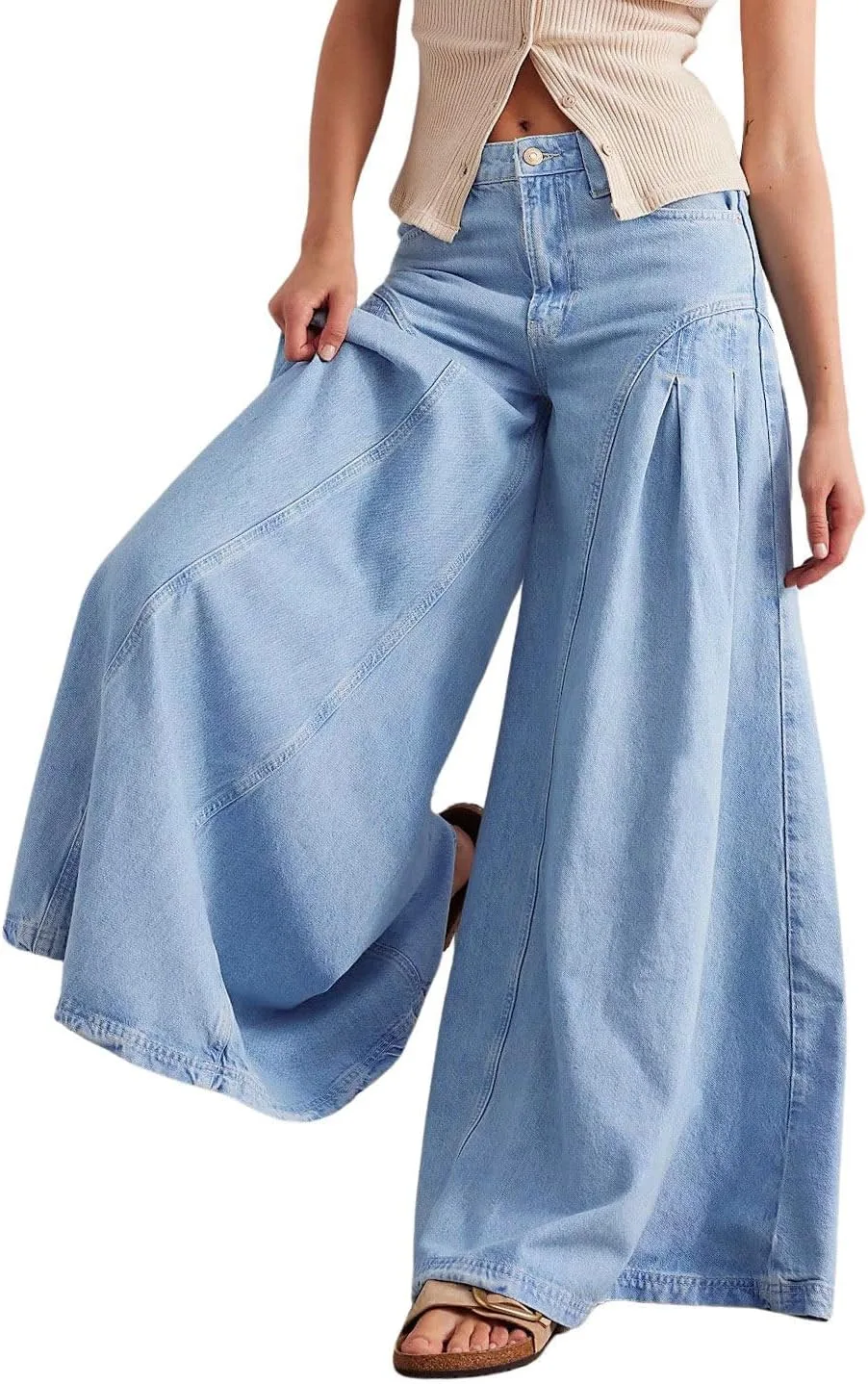 

Женские джинсы Y2k Boyfriend Culotte Flare Wide Leg с карманами chouyatou