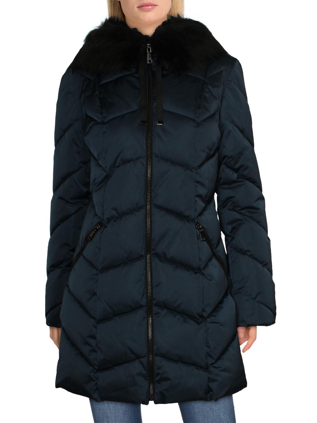 

Brie Женское шерстяное стеганое пальто Tahari, цвет deep teal