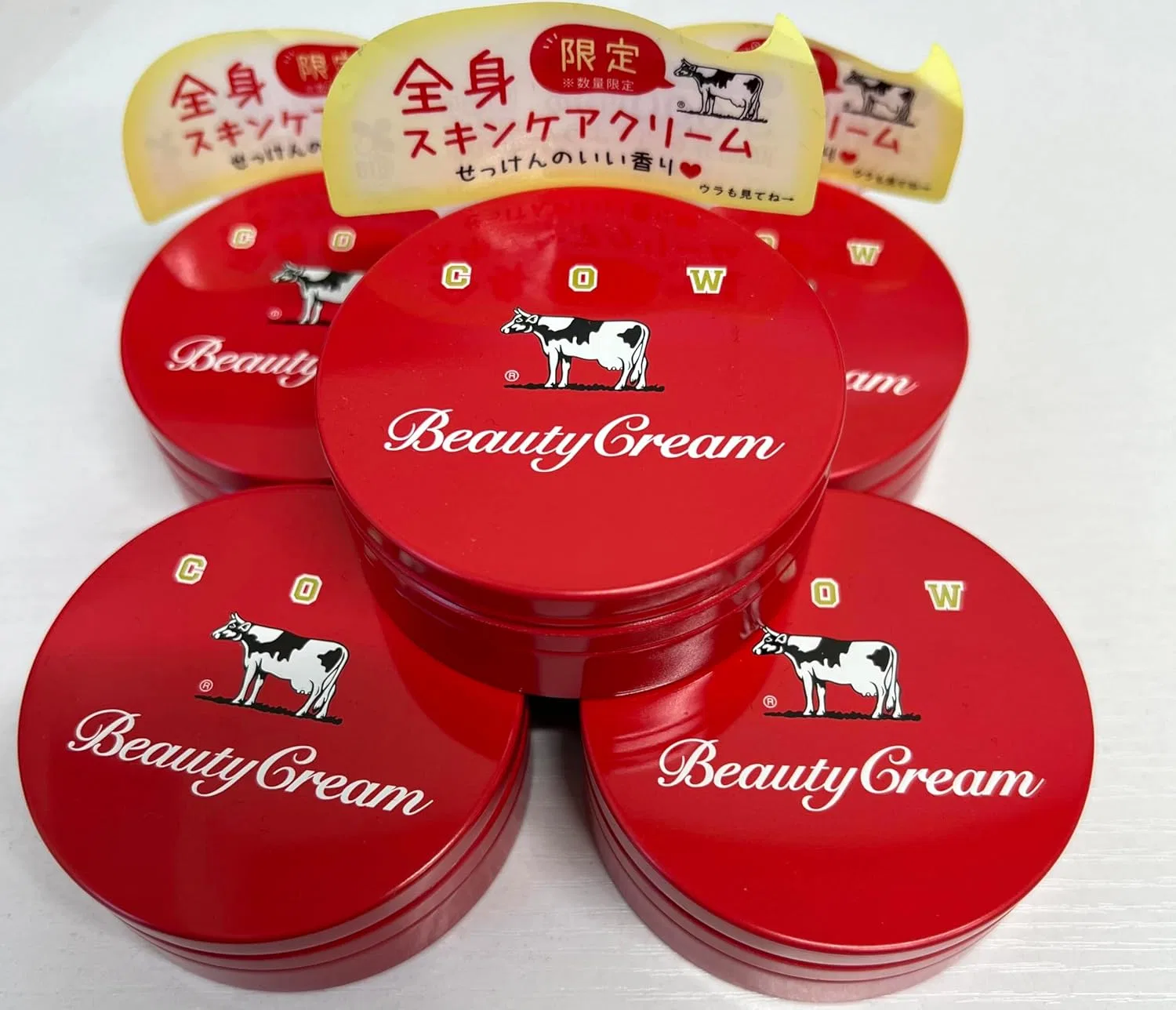 Дневной крем Cow Brand Beauty Cream, 5 банок, 80 г, красная упаковка, молочное увлажнение