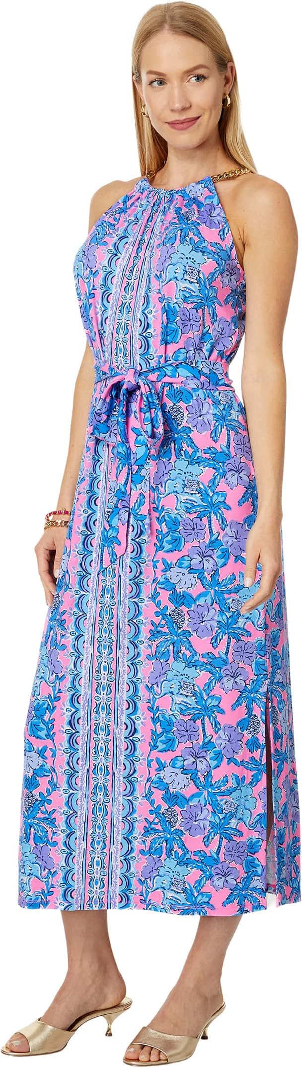 

Платье Lilly Pulitzer Bingham Midi Dress, цвет Soleil Pink Palm Paradise Engineered Dress