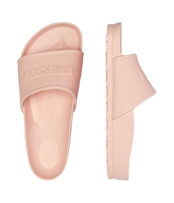 Шлепанцы женские Birkenstock Барбадос резиновые с логотипом бренда, розовый — фото 4