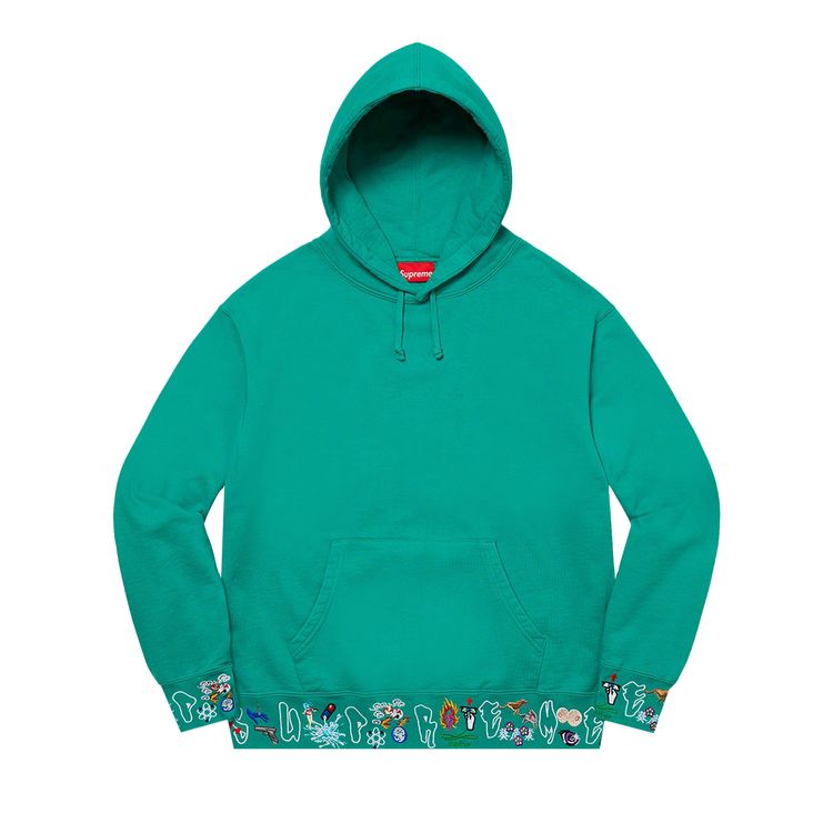 

Толстовка Supreme AOI Icons Hooded Sweatshirt Dark Aqua, бирюзовый