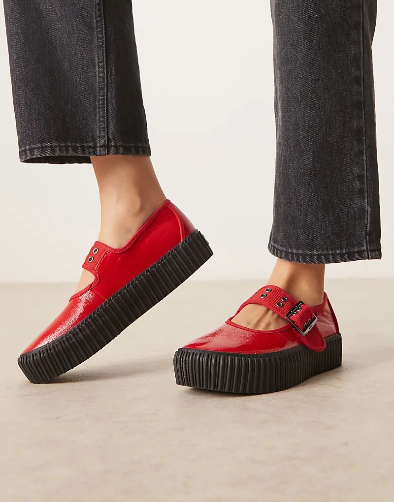 Кроссовки Vans Mary Jane на платформе в цвете красный металлик — фото 3