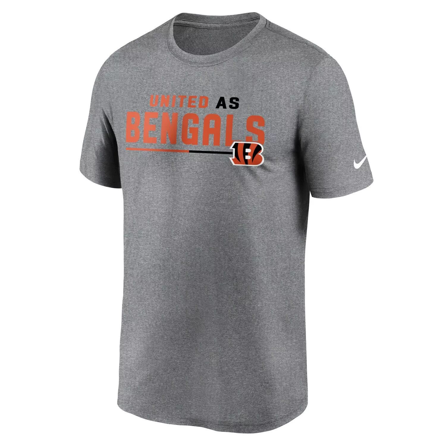 Мужская футболка цвета Хизер серого цвета Cincinnati Bengals Legend Team Shoutout Performance Nike — фото 2