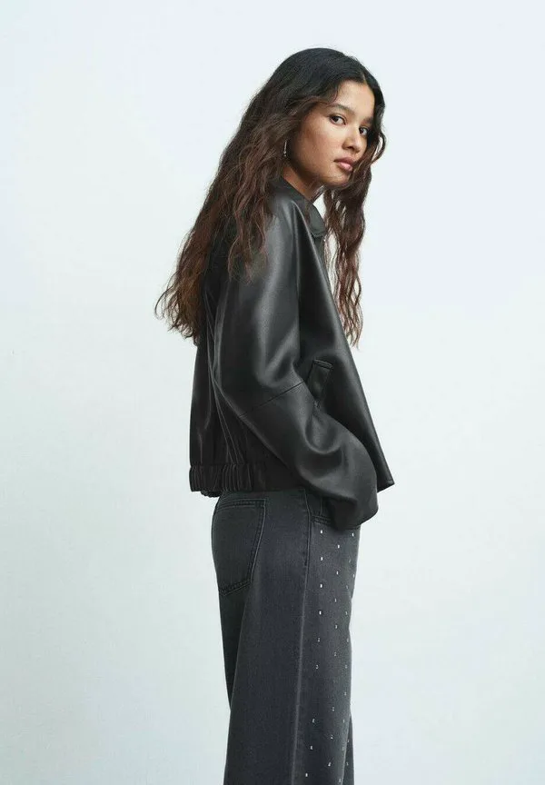 Куртка из искусственной кожи для подростков Mango Kids, Black — фото 2