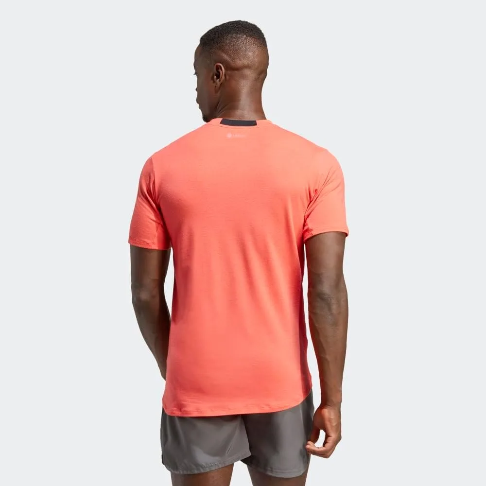 Футболка Adidas для спортивных тренировок, мужская, удлиненная, ярко-красный — фото 3