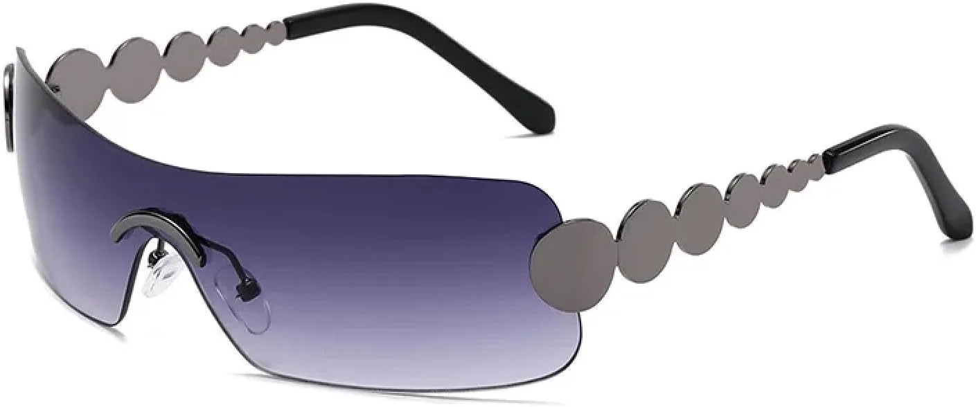 

Женские солнцезащитные очки без оправы, прямоугольной формы, в винтажном панк-стиле, с заклепками, в стиле «кружок», роскошные (как на фото) TYUVIVO, As the Photo