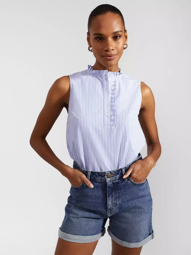 

Блуза Hobbs Cotton Blend Stripe, цвет blue ivory