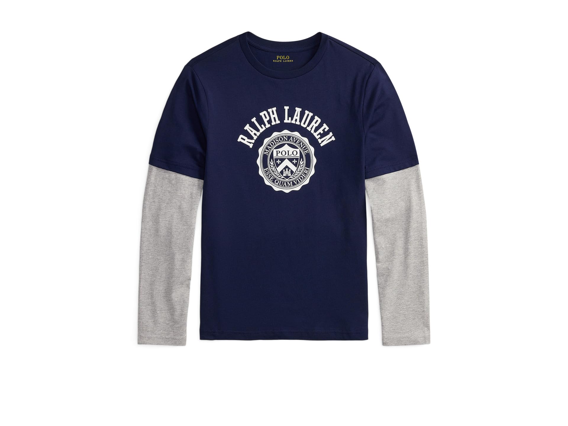 

Футболка Polo Ralph Lauren Kids Logo Cotton Layered-Effect Tee, цвет Refined Navy