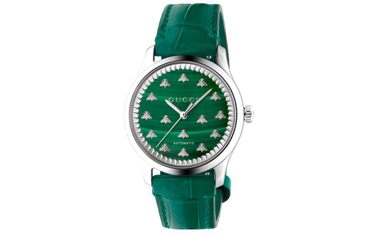 

GUCCI Часы G Timeless Collection Wrist Watch Automatic Mechanical Movement Crocodile Leather Strap 38mm Green Dial Unisex
