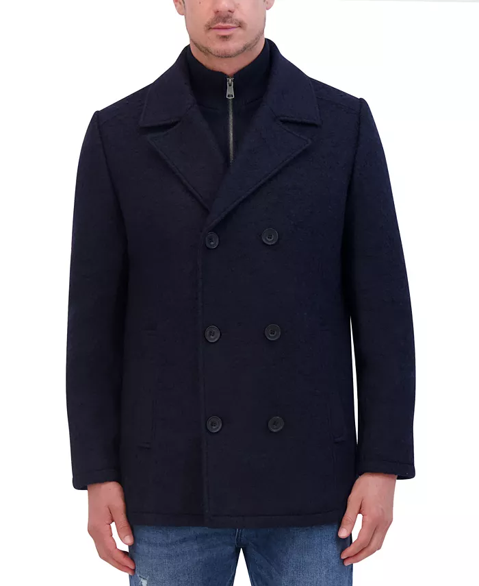 

Мужское двубортное пальто из букле Kenneth Cole, синий