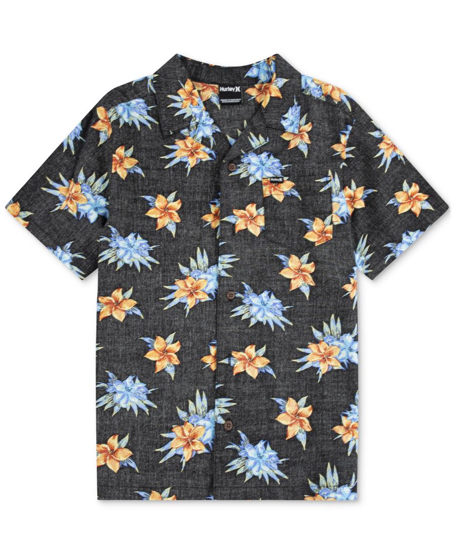 

Рубашка для мальчиков с коротким рукавом и принтом в стиле кемпинга Hurley, Black