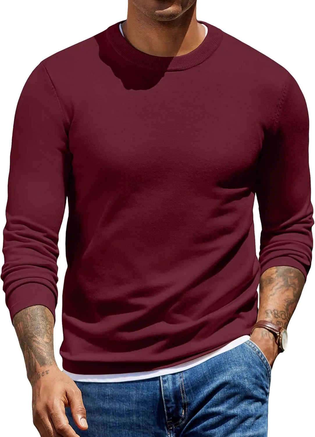 

COOFANDY мужской свитер с круглым вырезом Slim Fit