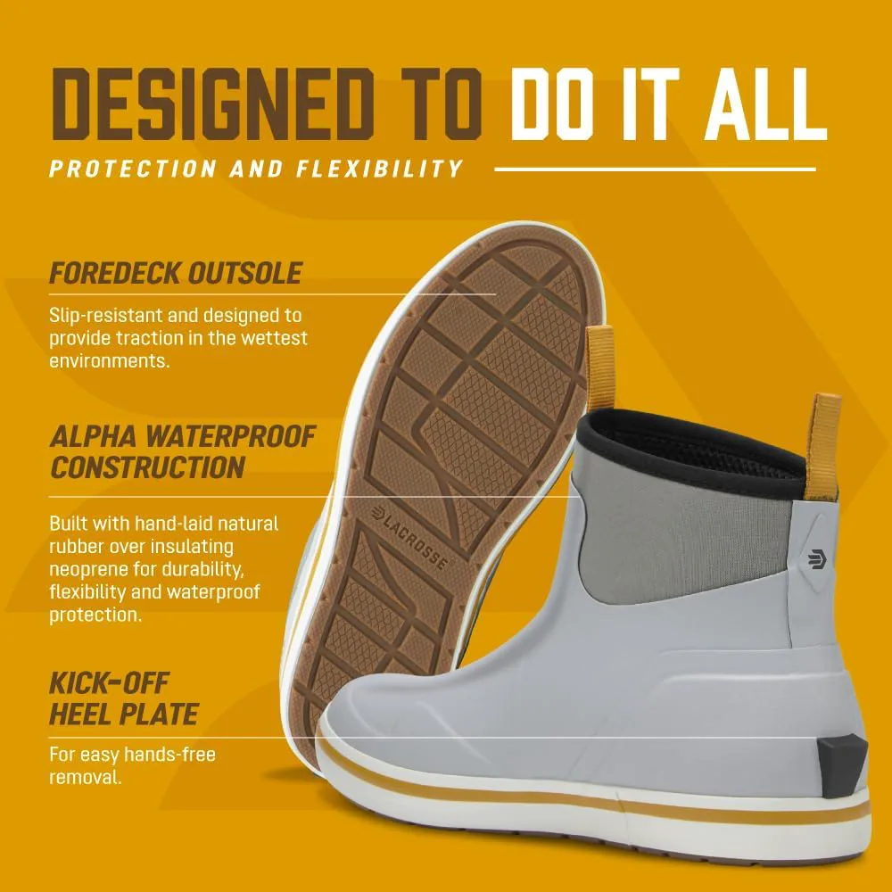 

Мужские ботинки LaCrosse Alpha Deck, 6 дюймов - Водонепроницаемые дождевые ботинки - Противоскользящие колодочные ботинки - Поддержка свода стопы для мужчин - Система посадки Alpha Fit - Пятая пластина Kick-Off