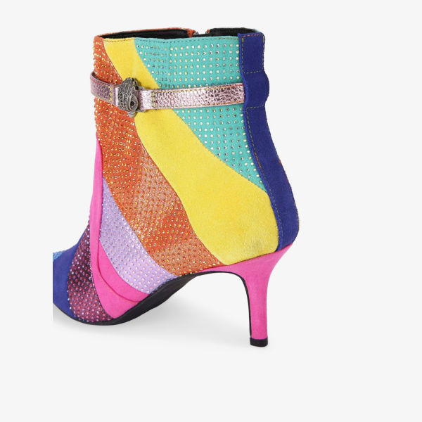 Босоножки замшевые Kurt Geiger London с бантами, розовый / синий — фото 4