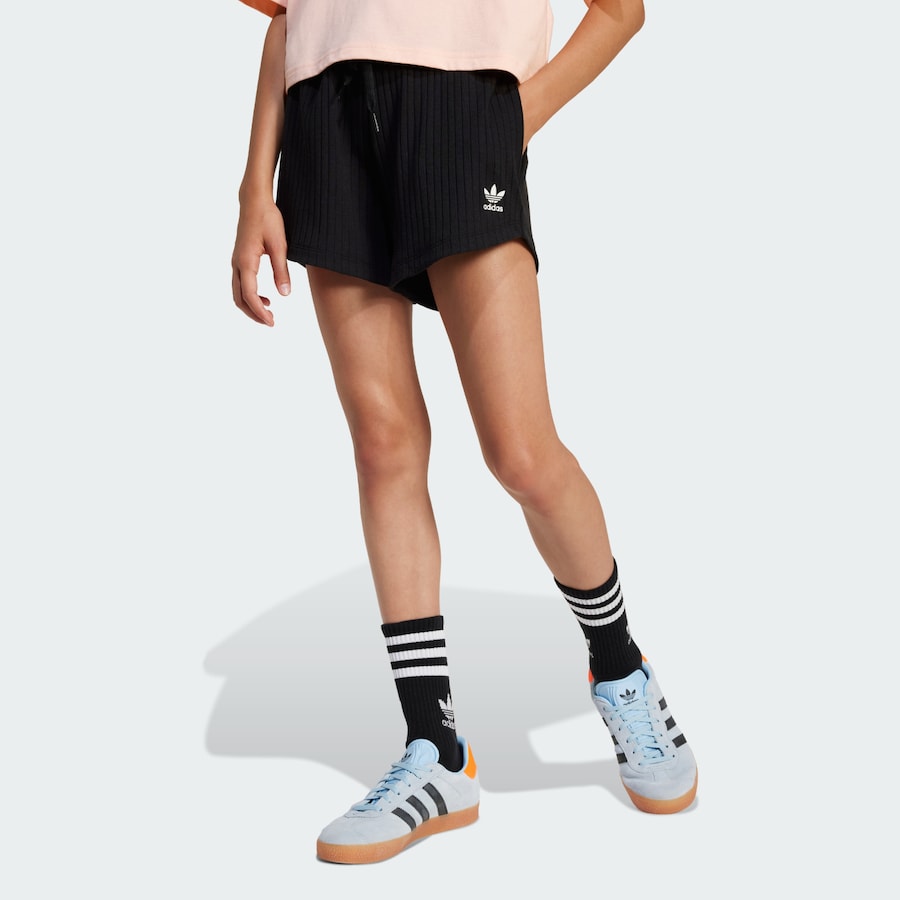 Брюки свободного кроя ADIDAS ORIGINALS Ribbed Shorts, черный — фото 2