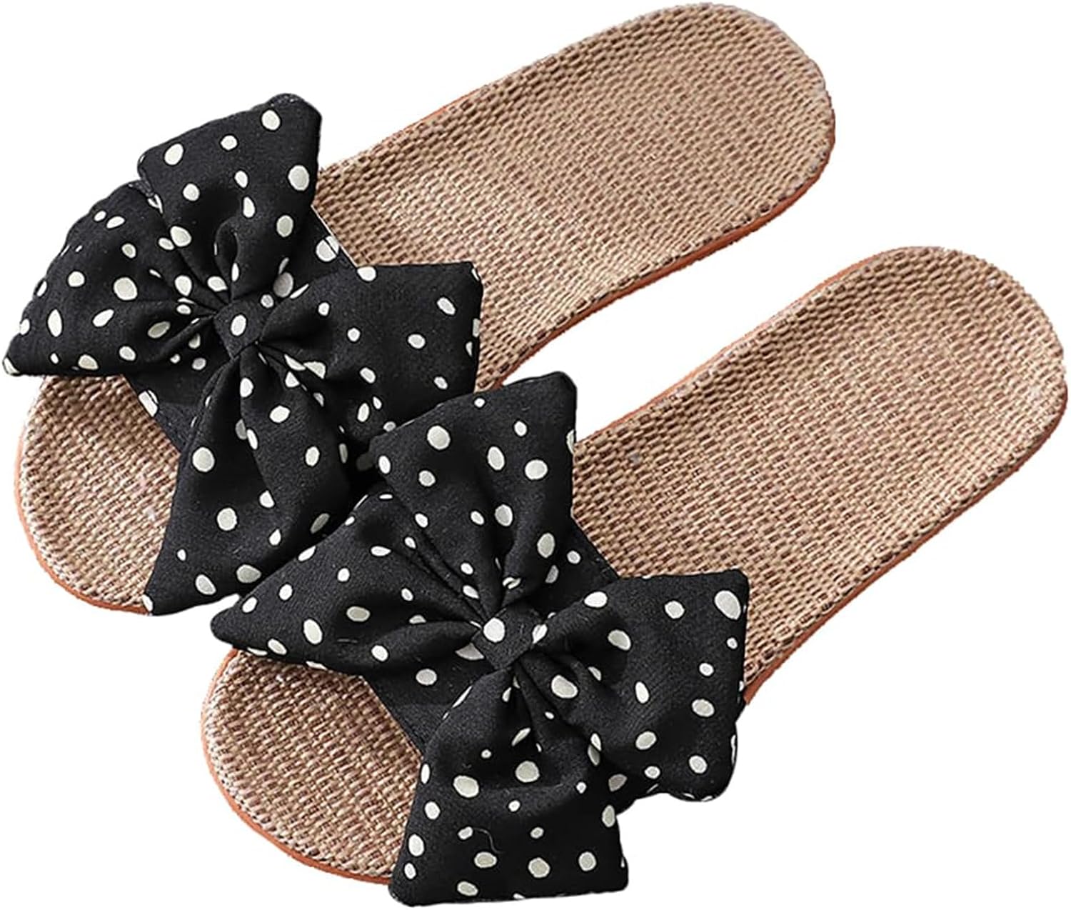 

Женские сандалии с плоским носком и бантом, дышащие летние домашние тапочки, повседневные сандалии с открытым носком, без задника, противоскользящие, уютные домашние тапочки, удобные пляжные слайды Generic, черный