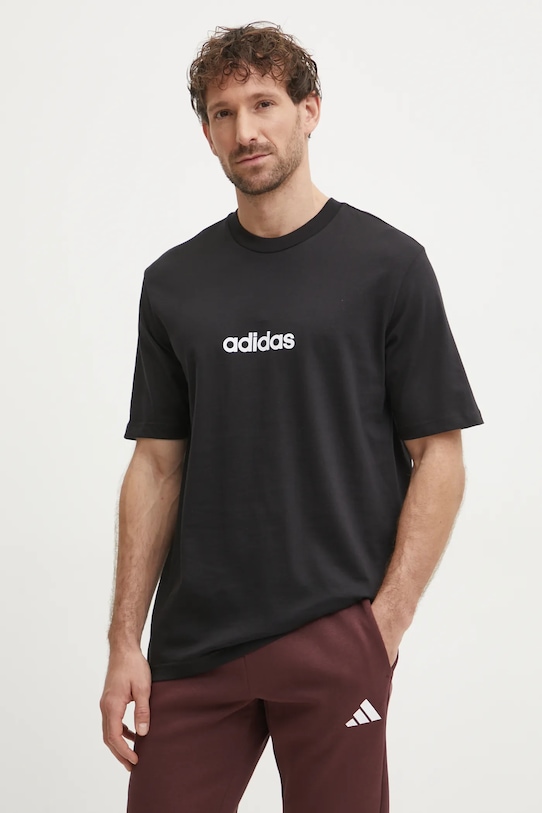 

Футболка Essentials Linear из хлопка Adidas, черный