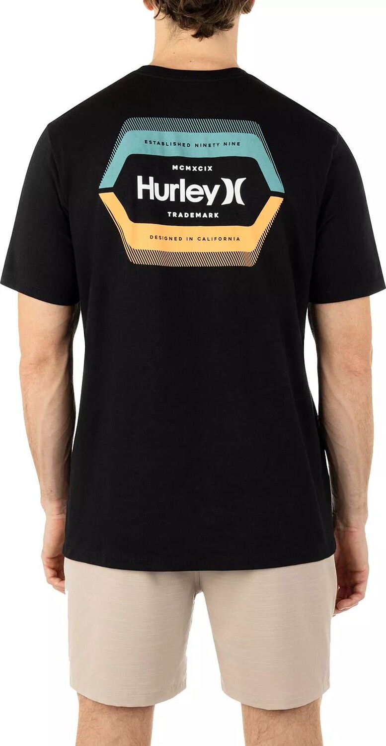 

Мужская повседневная футболка с короткими рукавами и разрезом Hurley, черный