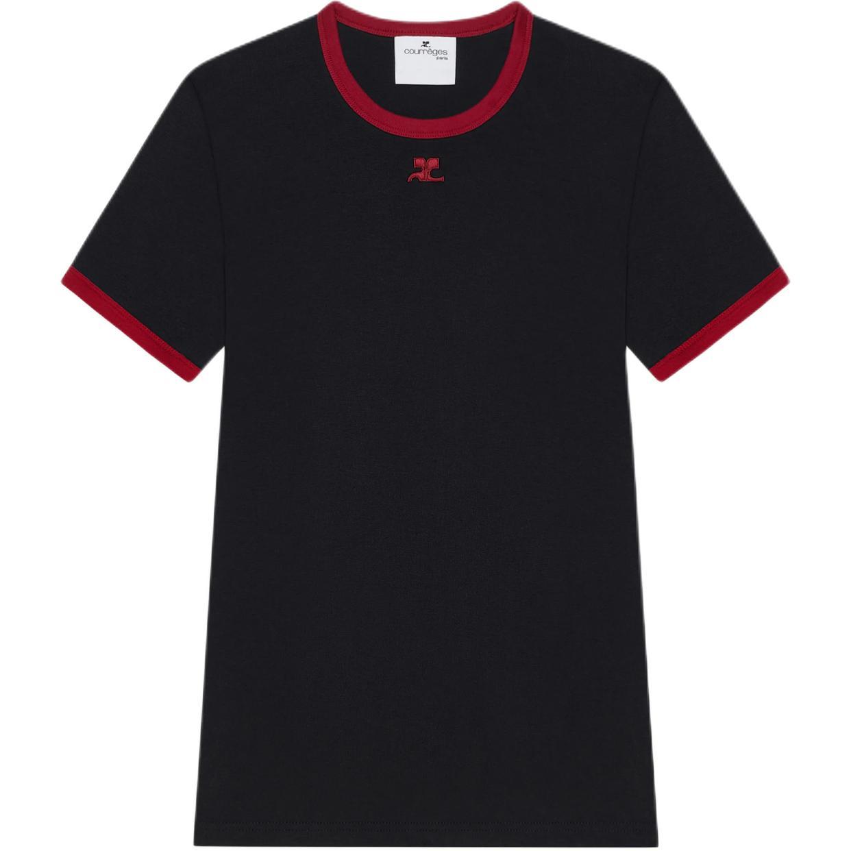 

Футболка Courrèges Signature с контрастной вышивкой логотипа COURREGES, черный