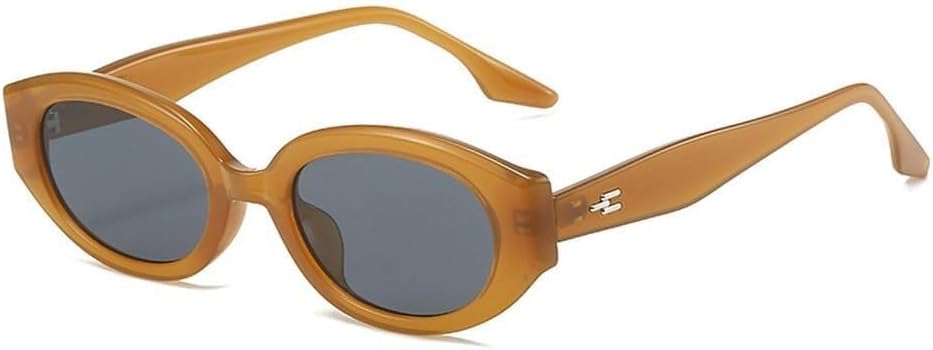 

Популярные модные овальные женские солнцезащитные очки в стиле ретро, ​​гелевые цветные линзы, защита от УФ-излучения UV400, мужские солнцезащитные очки с заклепками LXLHWN, Jelly Tea Grey