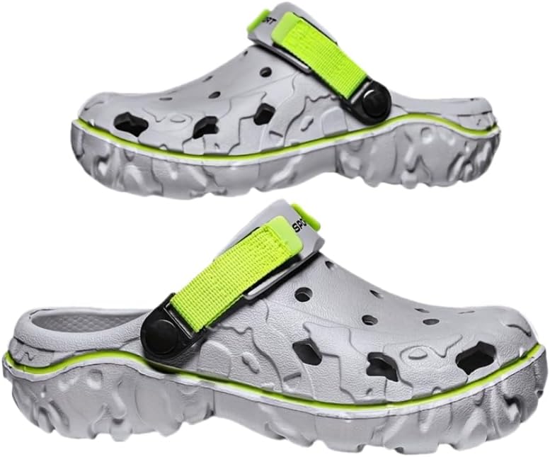 

Мужские однотонные перфорированные дышащие шлепанцы из ЭВА, устойчивые к запаху, комфортные, противоскользящие и прочные, подходят для ношения на пляже и для летних активностей на открытом воздухе Hoalox, серый