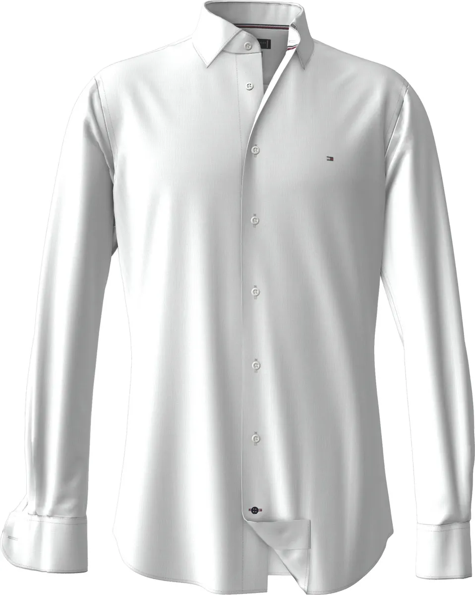 

Деловая рубашка Tommy Hilfiger "CL KNITTED SOLID RF SHIRT", с воротником "Кент", белый