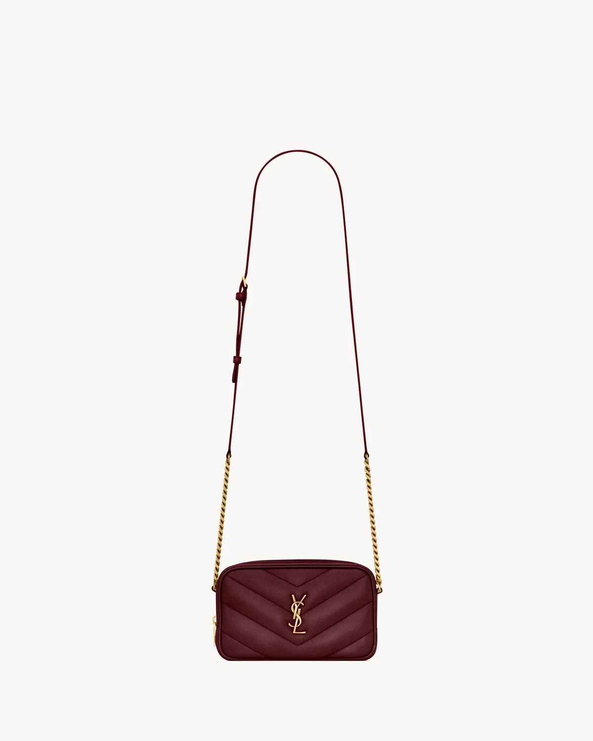 Мини-сумка LOULOU в виде камеры из ягнячьей кожи SAINT LAURENT, бордовый