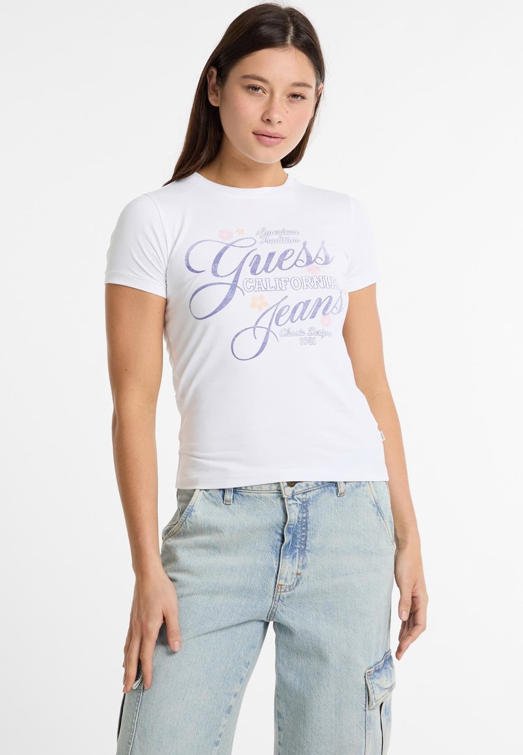 

Футболка с принтом Guess Jeans, белый